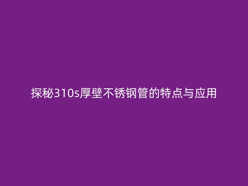 探秘310s厚壁不锈钢管的特点与应用