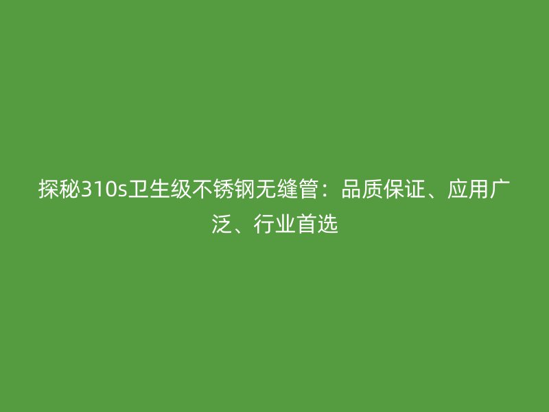 探秘310s卫生级不锈钢无缝管：品质保证、应用广泛、行业首选