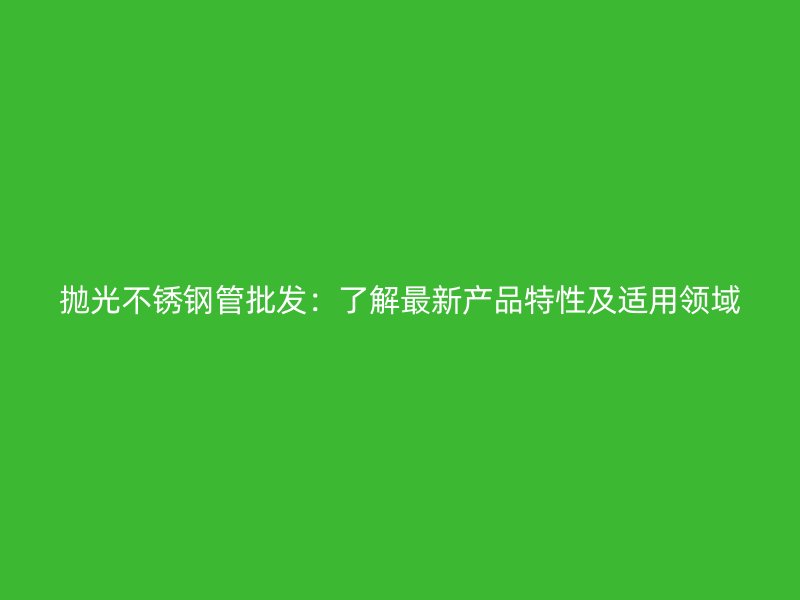 抛光不锈钢管批发：了解最新产品特性及适用领域