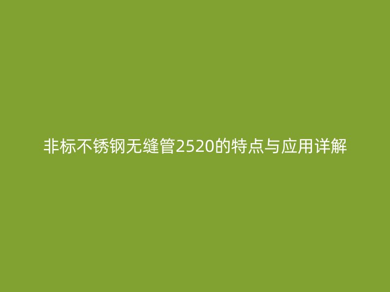 非标不锈钢无缝管2520的特点与应用详解