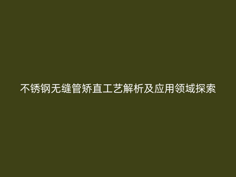 不锈钢无缝管矫直工艺解析及应用领域探索