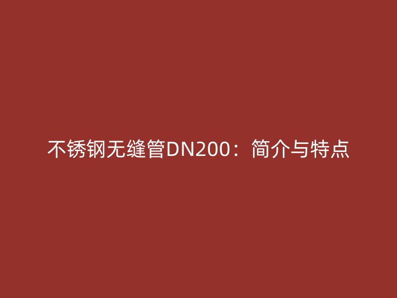 不锈钢无缝管DN200：简介与特点