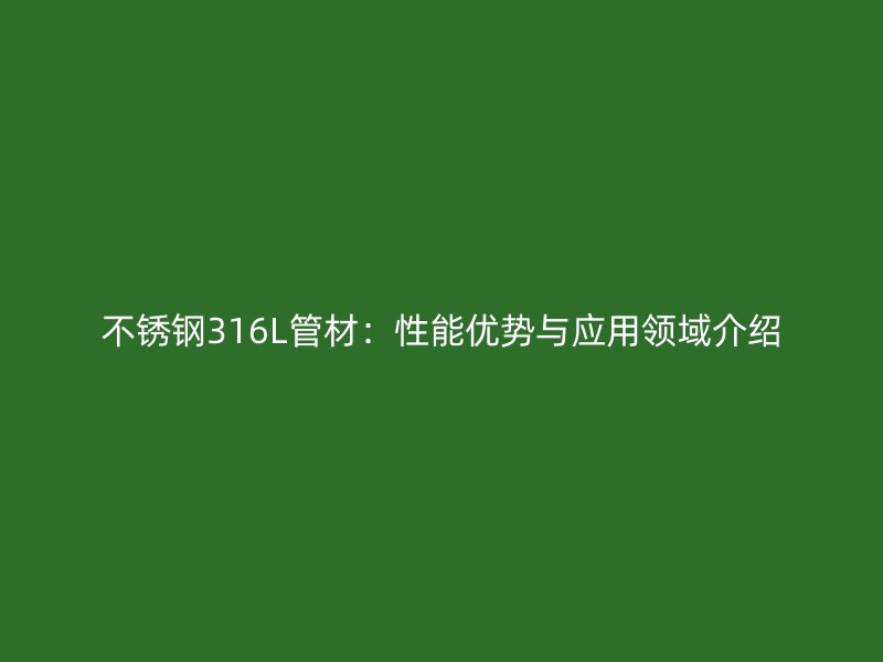 不锈钢316L管材：性能优势与应用领域介绍