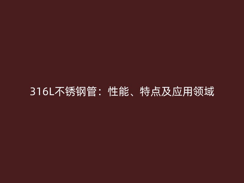 316L不锈钢管：性能、特点及应用领域