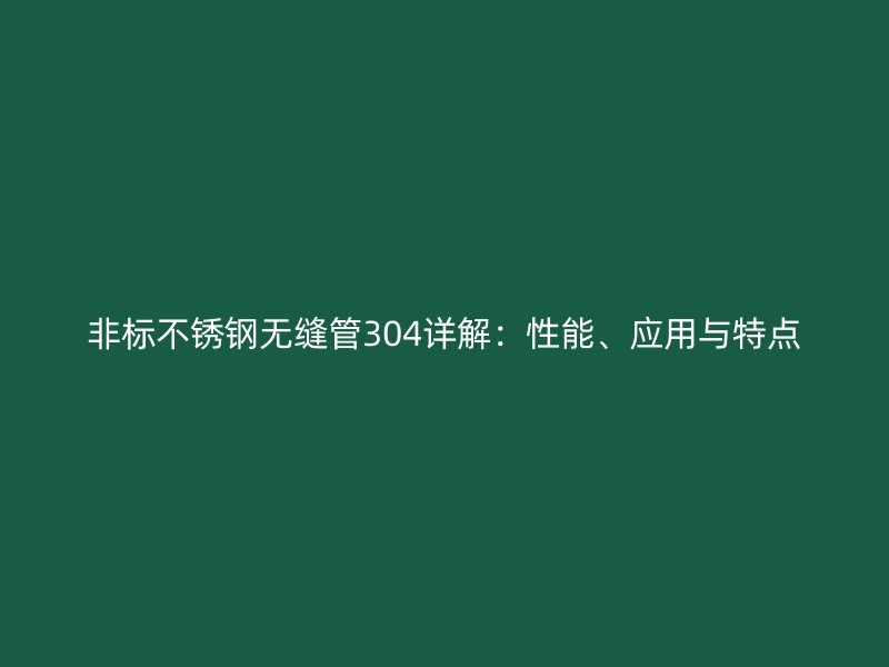 非标不锈钢无缝管304详解：性能、应用与特点