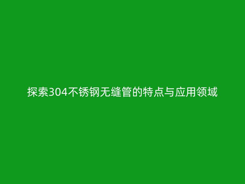 探索304不锈钢无缝管的特点与应用领域