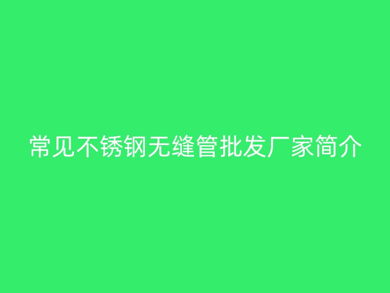 常见不锈钢无缝管批发厂家简介