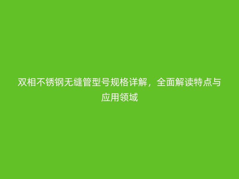双相不锈钢无缝管型号规格详解，全面解读特点与应用领域