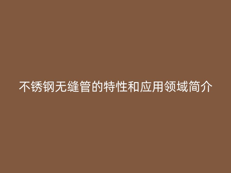 不锈钢无缝管的特性和应用领域简介