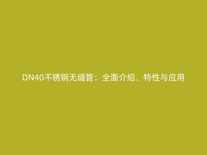 DN40不锈钢无缝管：全面介绍、特性与应用