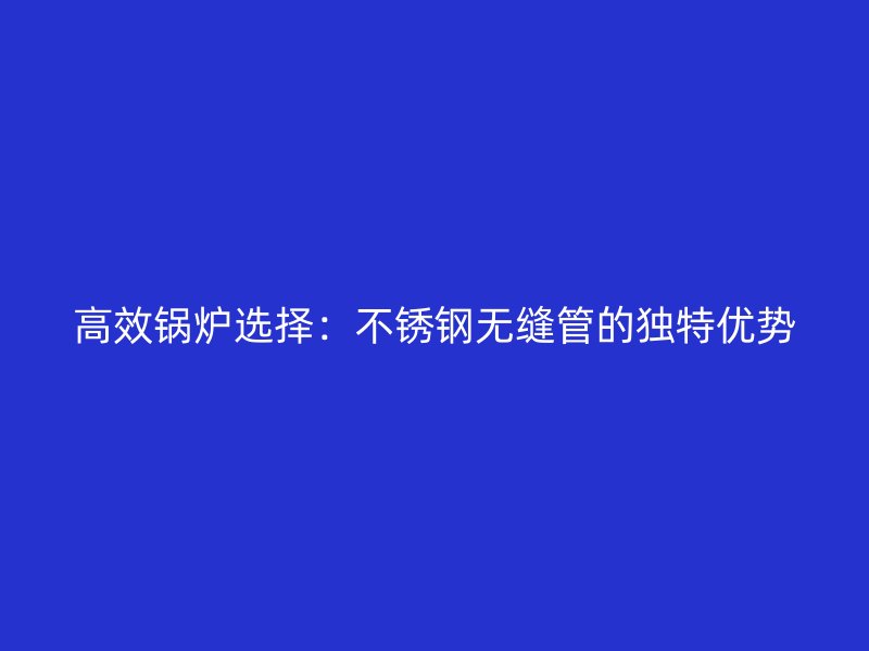 高效锅炉选择：不锈钢无缝管的独特优势