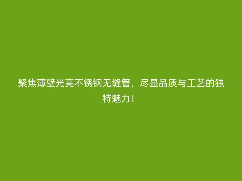 聚焦薄壁光亮不锈钢无缝管，尽显品质与工艺的独特魅力！