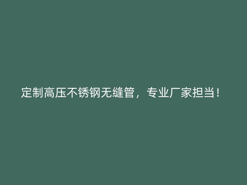 定制高压不锈钢无缝管，专业厂家担当！