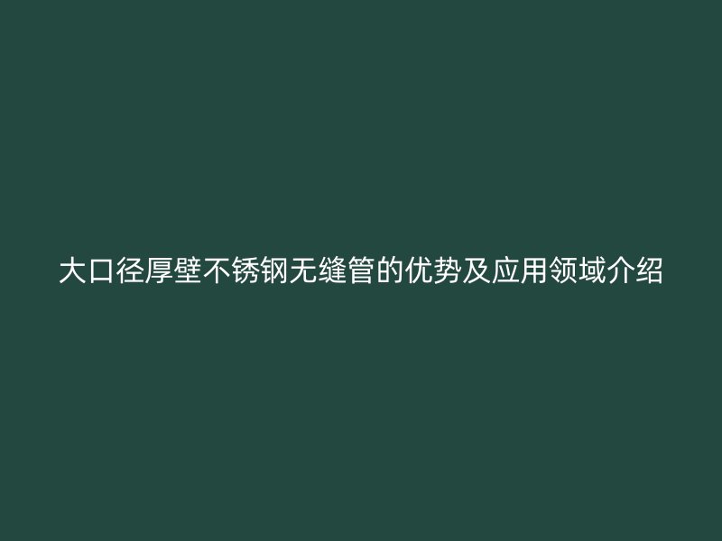 大口径厚壁不锈钢无缝管的优势及应用领域介绍
