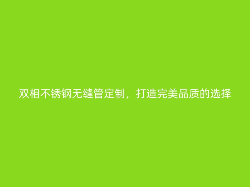 双相不锈钢无缝管定制，打造完美品质的选择