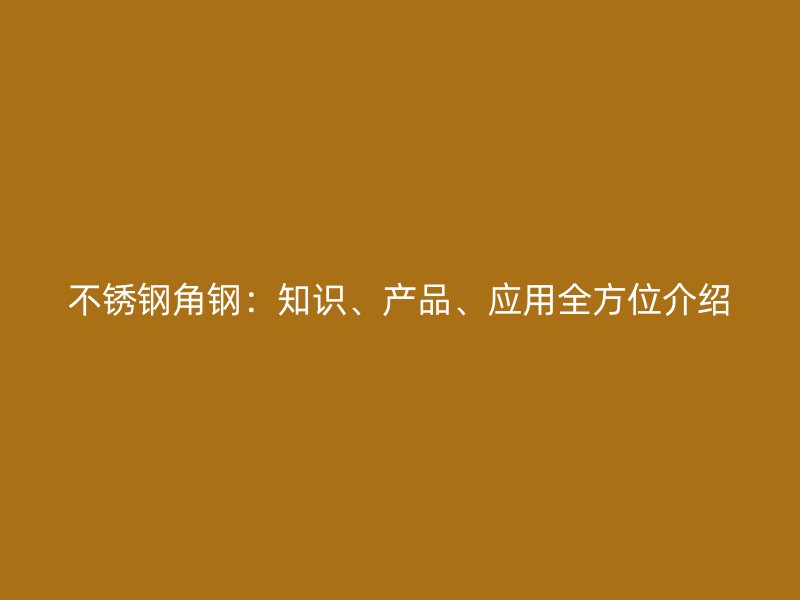 不锈钢角钢：知识、产品、应用全方位介绍