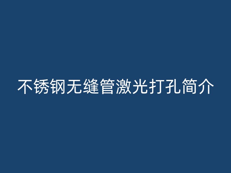 不锈钢无缝管激光打孔简介