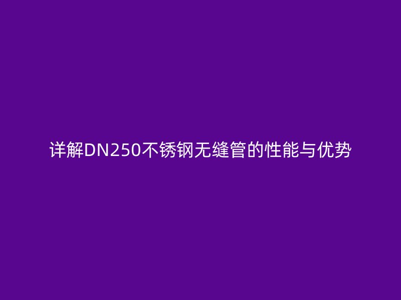 详解DN250不锈钢无缝管的性能与优势