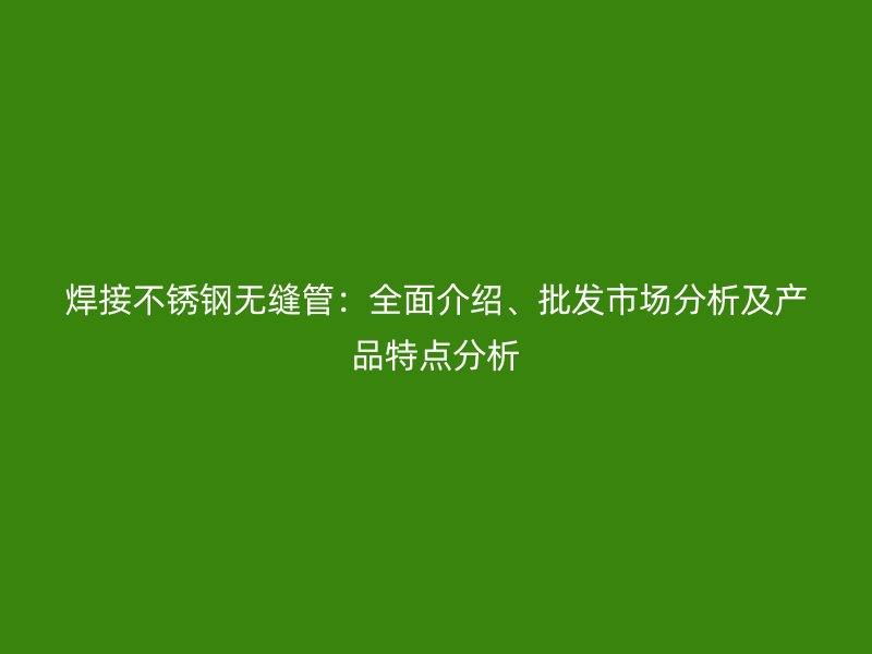 焊接不锈钢无缝管：全面介绍、批发市场分析及产品特点分析
