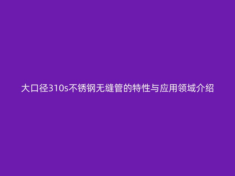 大口径310s不锈钢无缝管的特性与应用领域介绍