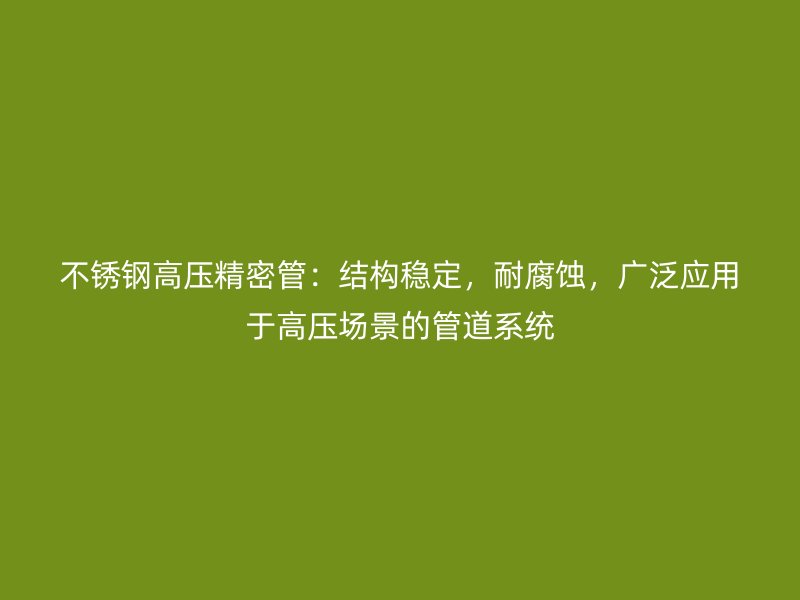 不锈钢高压精密管：结构稳定，耐腐蚀，广泛应用于高压场景的管道系统