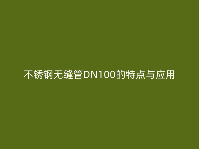 不锈钢无缝管DN100的特点与应用