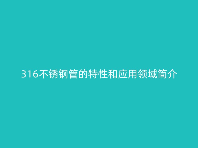 316不锈钢管的特性和应用领域简介