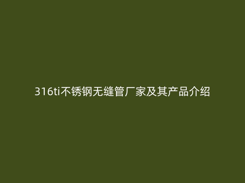 316ti不锈钢无缝管厂家及其产品介绍