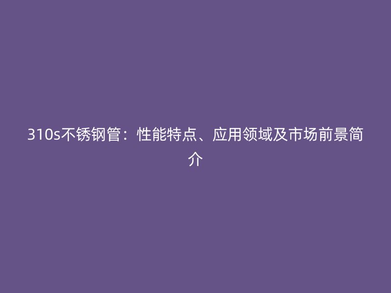 310s不锈钢管：性能特点、应用领域及市场前景简介