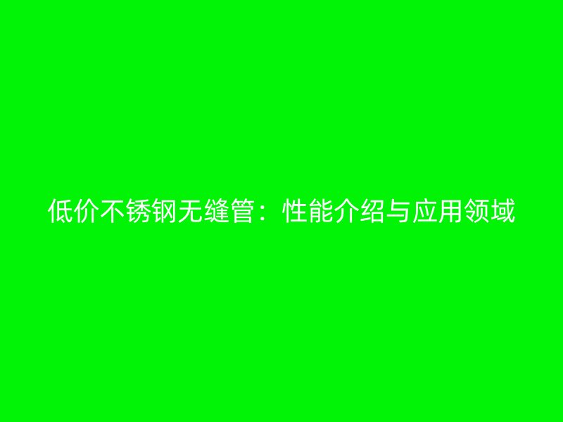 低价不锈钢无缝管：性能介绍与应用领域