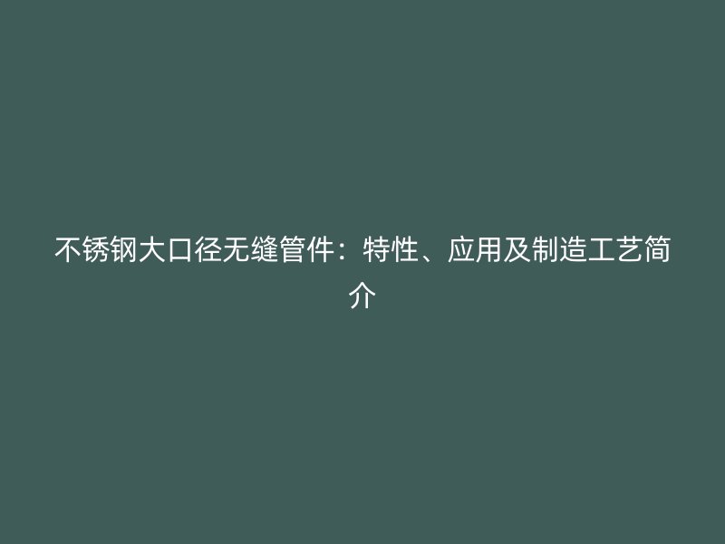 不锈钢大口径无缝管件：特性、应用及制造工艺简介