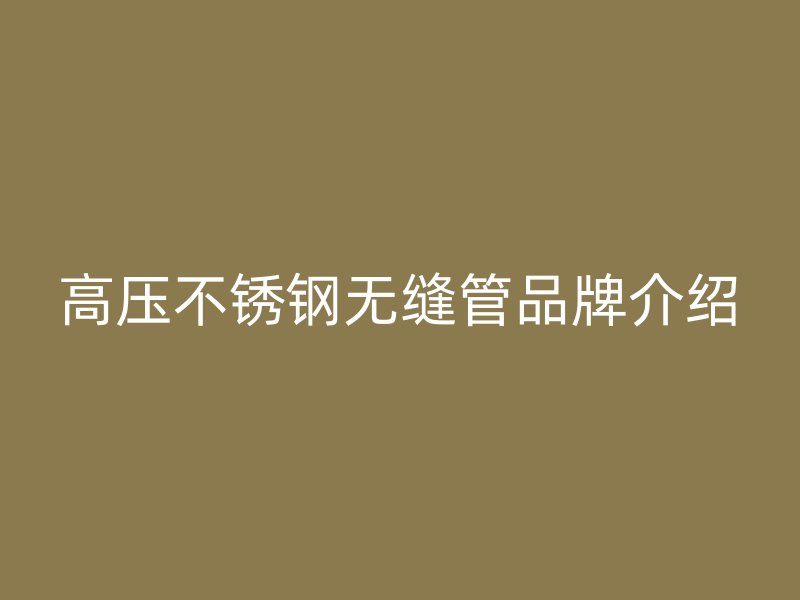 高压不锈钢无缝管品牌介绍