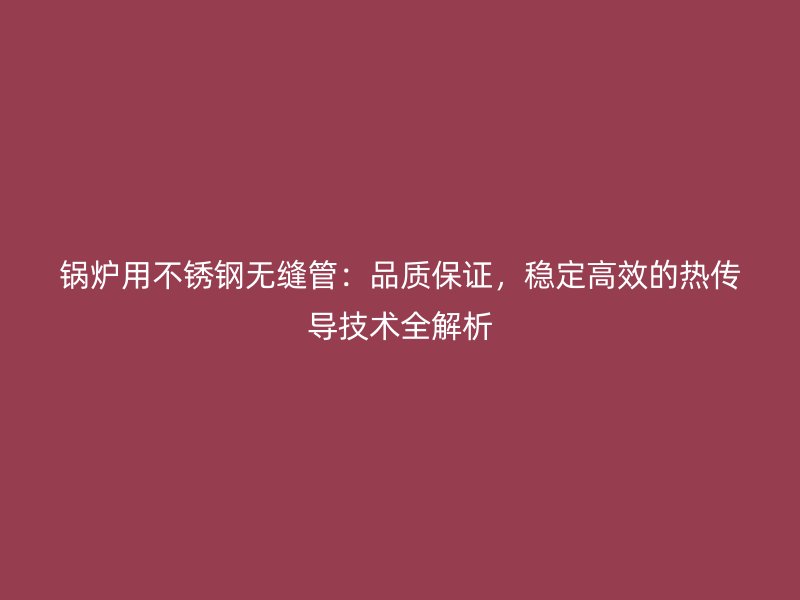 锅炉用不锈钢无缝管:品质保证,稳定高效的热传导技术全解析
