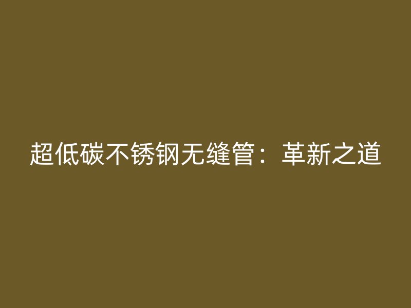 超低碳不锈钢无缝管:革新之道