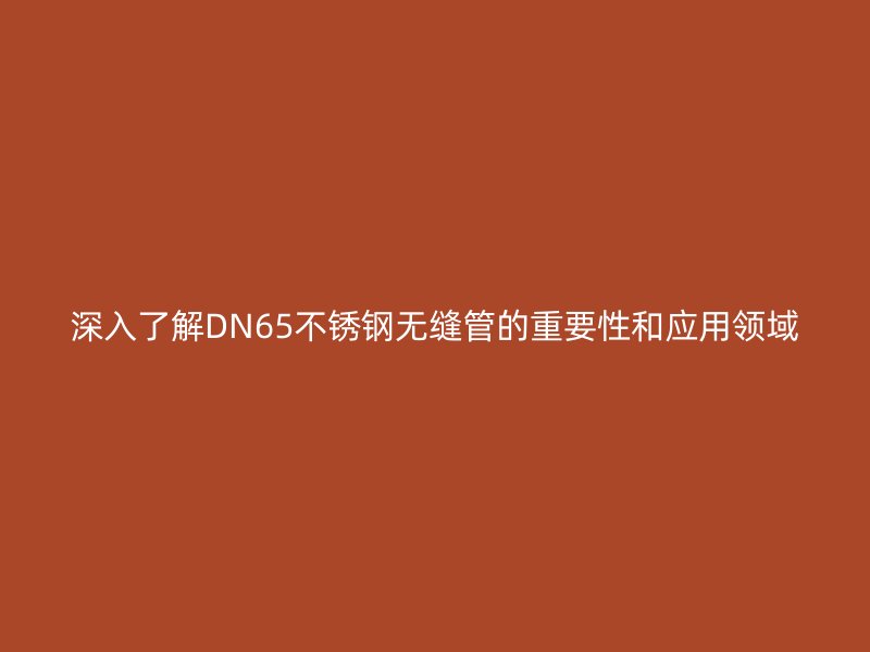 深入了解DN65不锈钢无缝管的重要性和应用领域