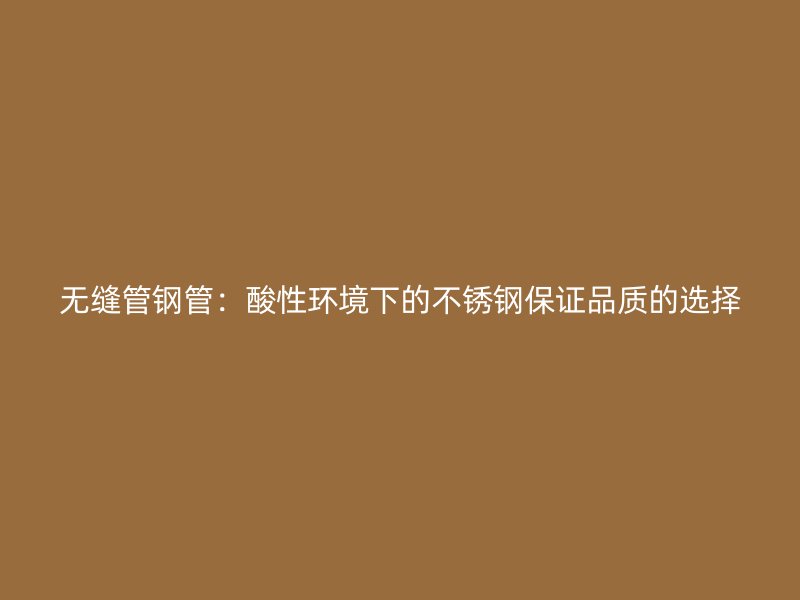无缝管钢管：酸性环境下的不锈钢保证品质的选择