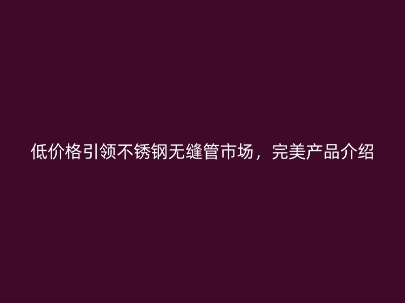低价格引领不锈钢无缝管市场,完美产品介绍