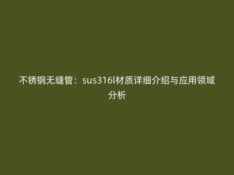 不锈钢无缝管:sus316l材质详细介绍与应用领域分析