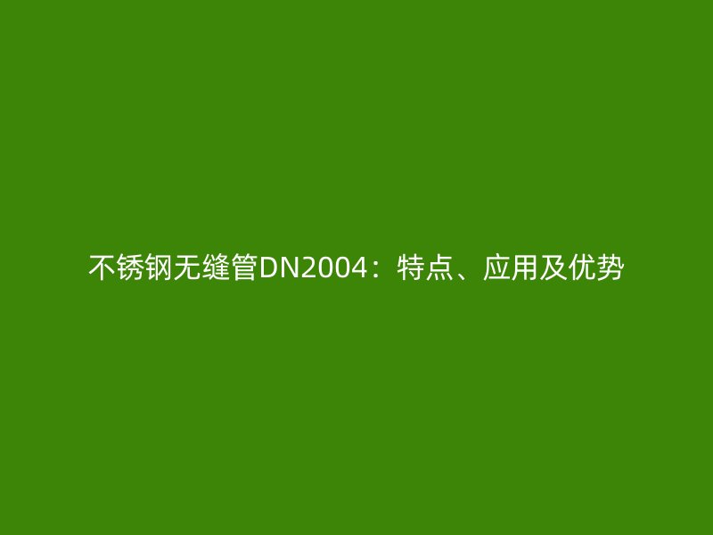 不锈钢无缝管DN2004：特点、应用及优势