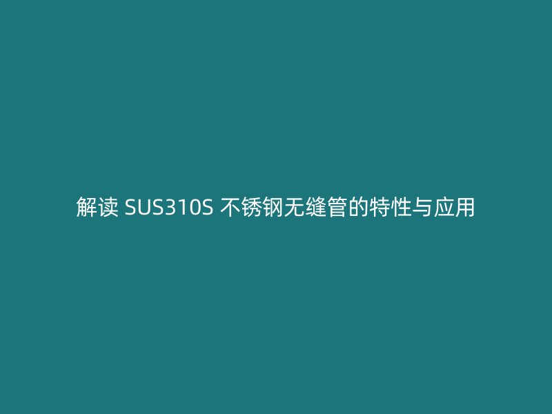 解读 SUS310S 不锈钢无缝管的特性与应用