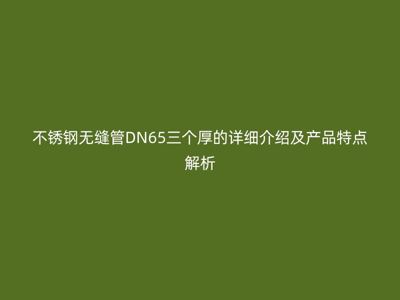 不锈钢无缝管DN65三个厚的详细介绍及产品特点解析