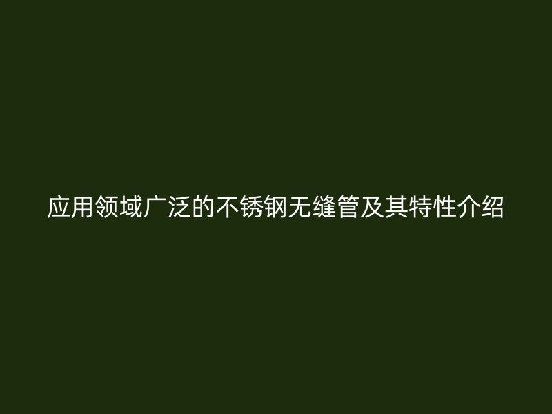 应用领域广泛的不锈钢无缝管及其特性介绍