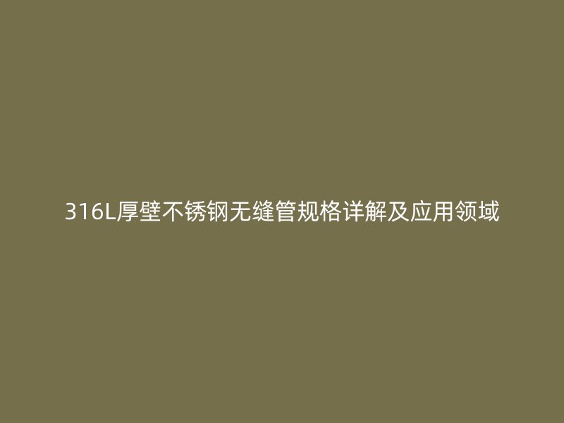 316L厚壁不锈钢无缝管规格详解及应用领域
