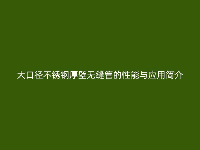 大口径不锈钢厚壁无缝管的性能与应用简介