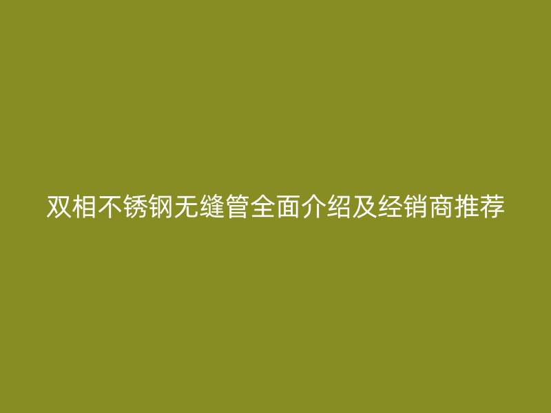 双相不锈钢无缝管全面介绍及经销商推荐