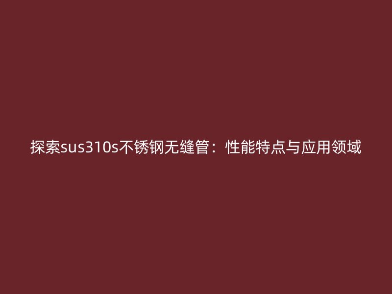 探索sus310s不锈钢无缝管：性能特点与应用领域