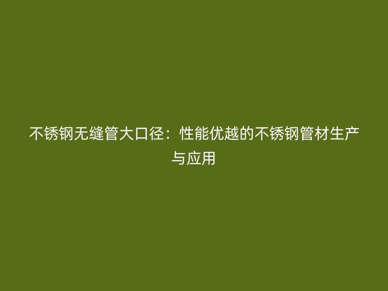 不锈钢无缝管大口径：性能优越的不锈钢管材生产与应用