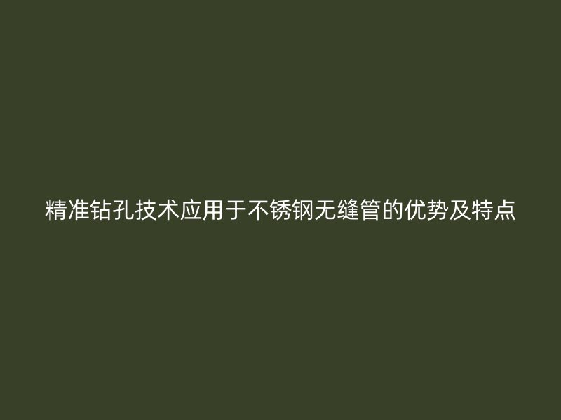 精准钻孔技术应用于不锈钢无缝管的优势及特点