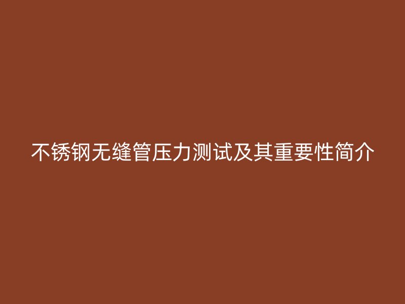 不锈钢无缝管压力测试及其重要性简介
