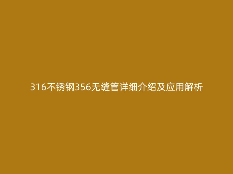 316不锈钢356无缝管详细介绍及应用解析